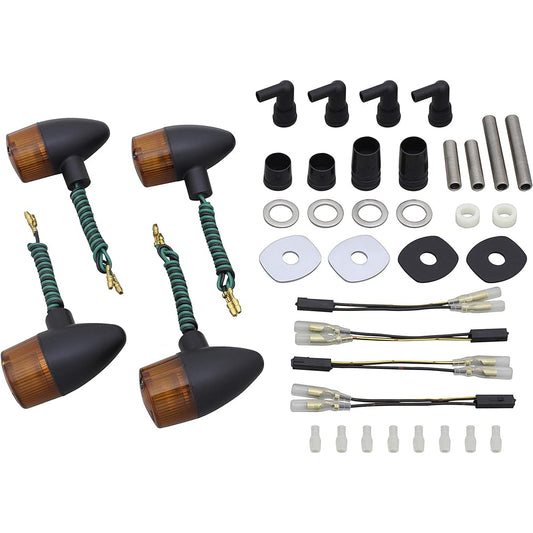 POSH Motorcycle Supplies Turn Signal Kit Cannonball Type Turn Signal Kit W800 (Compatible with 2020 Model) Black Body/Orange Lens 043198-56