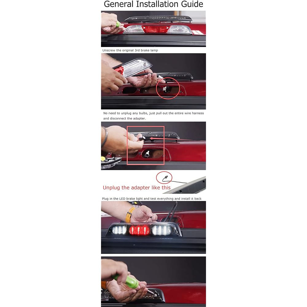 IJDMTOY Smok lens Full LED High mount Third brake/Stop Light Assembly Ford 2015-2020 F-150 2017--UP F-250 F-350 2019--UP RANGER, 2022-Maverick