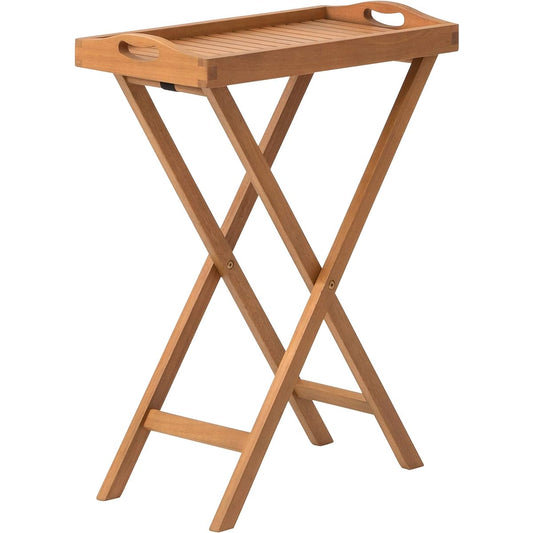 Takasho Garden Furniture Marie Wood Tray Stand Natural Wood Eucalyptus MWF Foldable Durable Eucalyptus Wood MWF-29FS