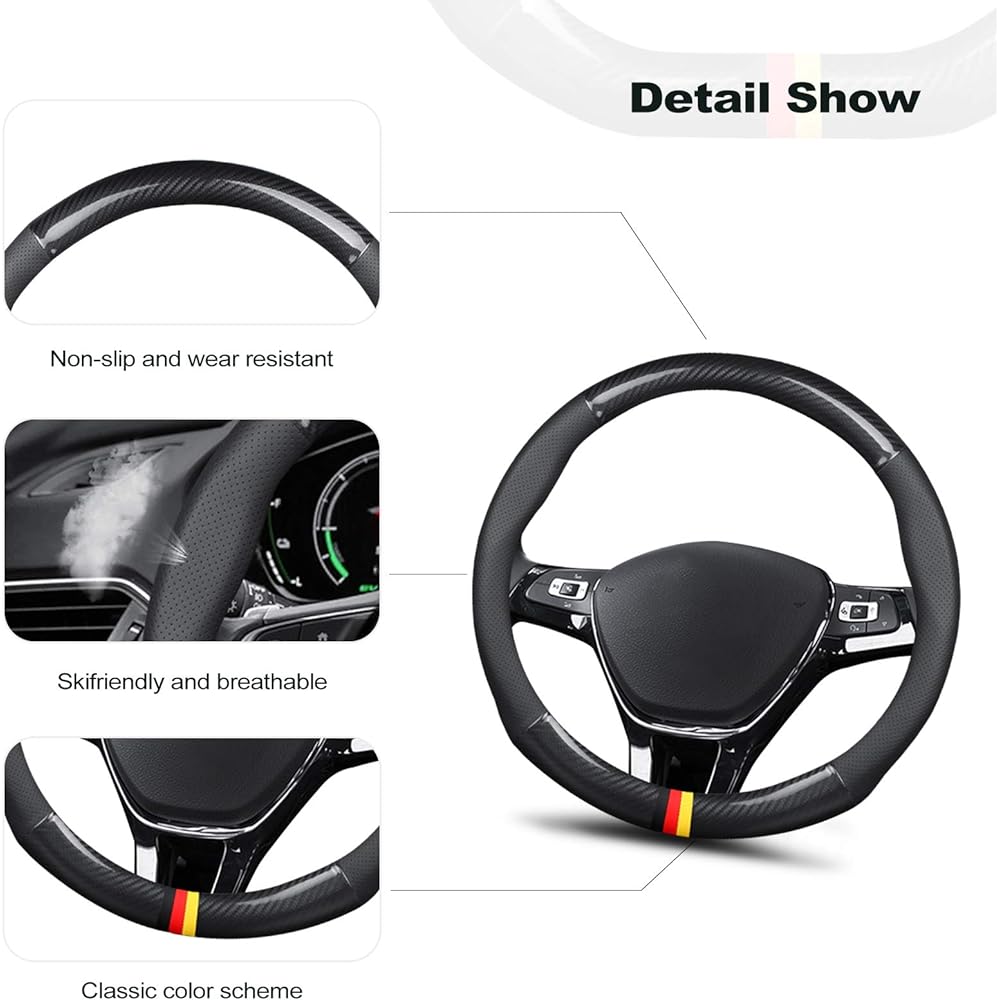 ERGOCAR Sports Carbon Fiber & PU Leather Car handle cover Slipping car handle protector General-purpose 38cm (15 inch) (black-g)