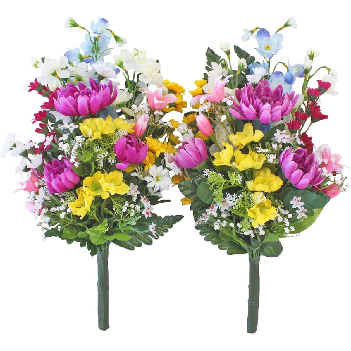 Yamakyu Artificial Flowers Buddha Flower Bouquet of Delphinium and Chrysanthemum Pair Approx. 43cm CT Catalyst (Deodorant Decomposition/Anti-fouling) Processed Silk Flower Equinox Obon Buddhist Altar Grave Flower Offering btb