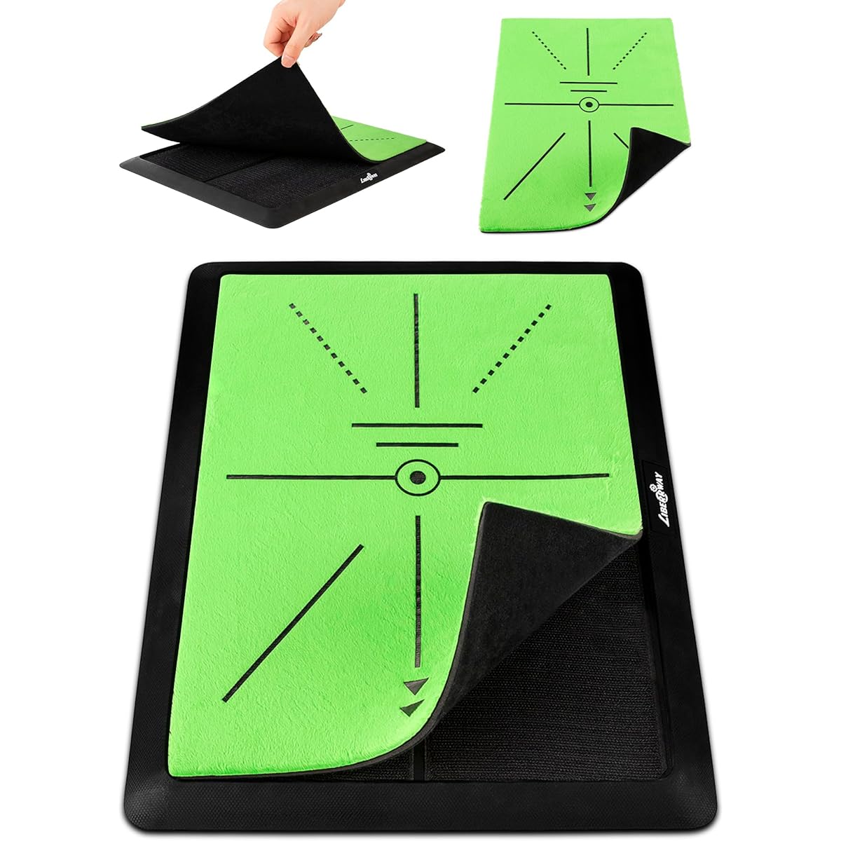 LIBERRWAY [Can be used semi-permanently] Golf practice mat, leaves marks, golf mat, approach practice mat, indoor golf practice mat, allows you to see turf marks, shot mat, rubber mat, practice swing, iron swing, duff check, for practice, 31 x 41 cm