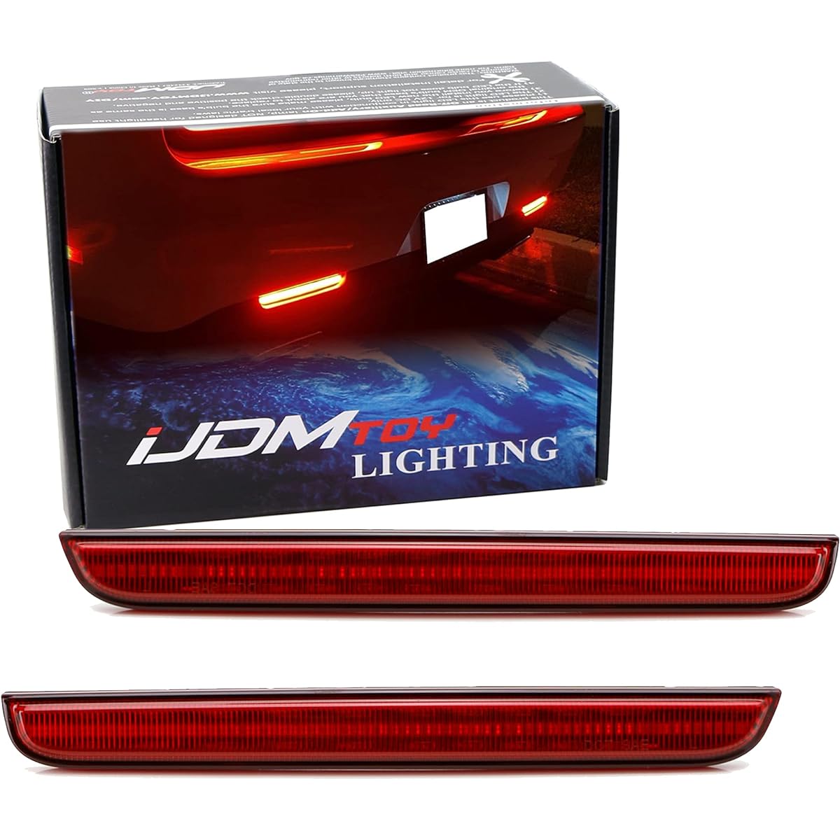 IJDMTOY Red Lens 40-SMD Full LED Rear Bumper Reflector Light Kit compatible with DODGE CHALLENGER or function as a rear foglight