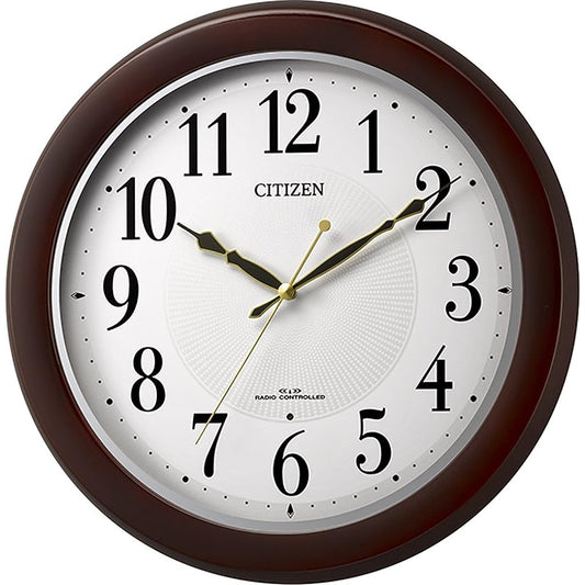 RHYTHM Citizen Wall Clock Radio Clock Analog Continuous Second Hand Wood Brown CITIZEN 33.0×33.0×5.1cm 8MYA37-006
