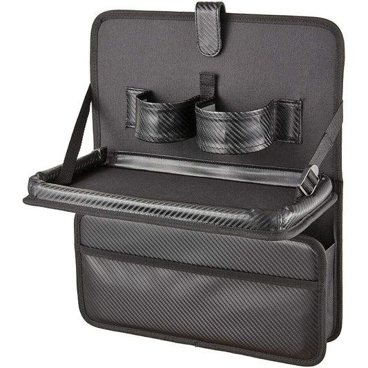Napolex Fizz Car Rear Seat Tray, Seat Back Table, Antibacterial and Deodorizing Treatment, Storage, Convenient Goods, Foldable, Angle Adjustable, Wide Size, Easy to Install on Headless, Large Capacity Pocket, Carbon Style, Car Supplies Fizz-1120
