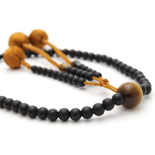 Soka Gakkai Prayer Beads Natural Solid Ebony Tiger Eye Stone Luxury Tassel Unisex SGI