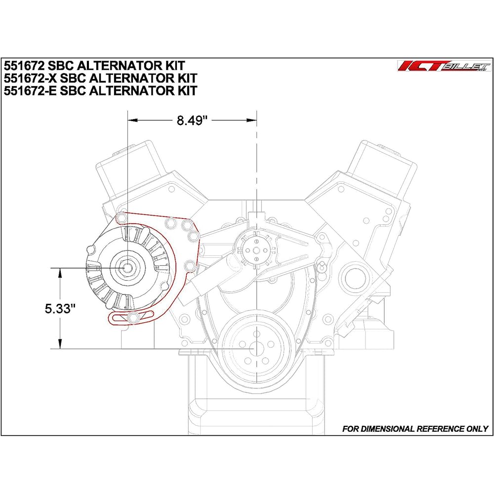 ICT Billet SBC LWP Alternator Bracket Double Hump Head Adjustable Billet Kit Small Chevrolet 305 327 350 5.0L 5.7L V8 8 Cylinder Long Water Pump Cabretor V Belt Chevrolet 551672X Compatible