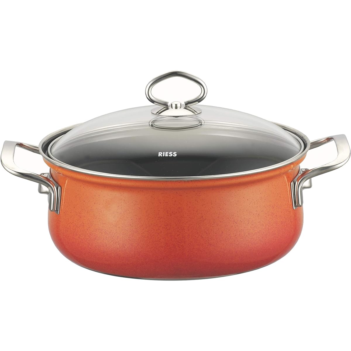 RIESS Two Hand Pot Coral 1kg Casserole Meter Glasd 24cm 4L 0658-034