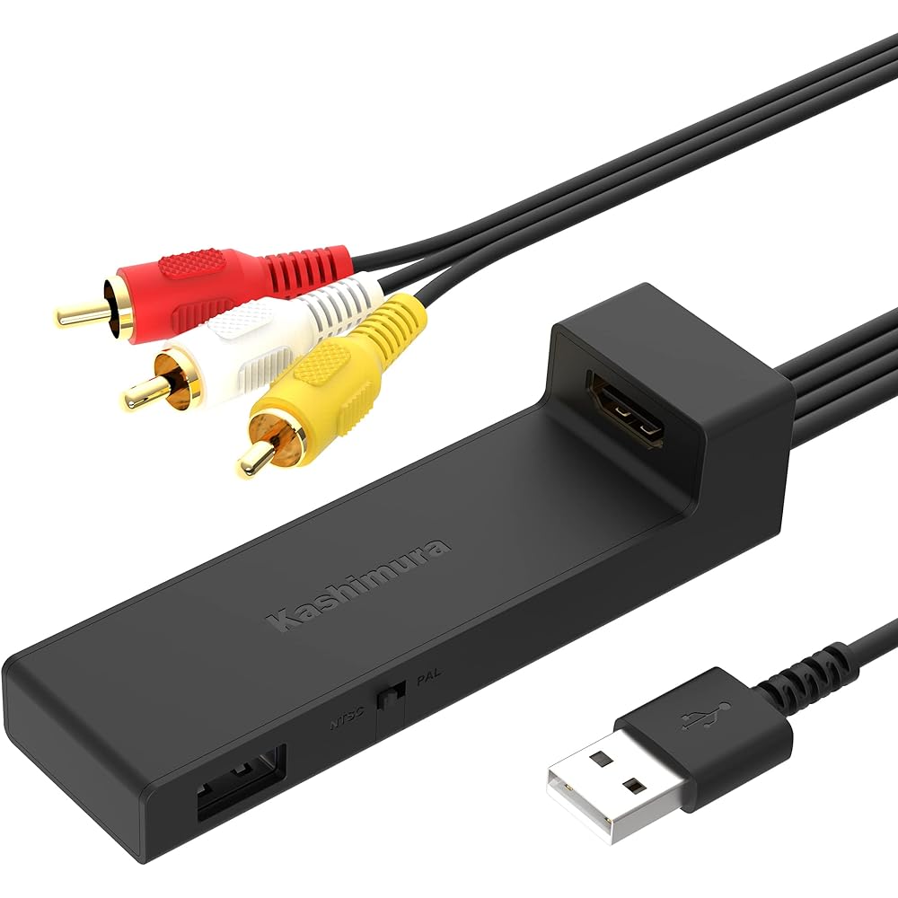 Kashimura HDMI/RCA conversion cable USB 1 port Compatible with Fire TV Stick Video converter that converts HDMI to RCA and allows you to watch it on your car navigation system NKD-232