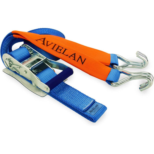 AVIELAN Lashing Belt 50mm Width J Hook Winding 6m Fixed 0.5m Blue