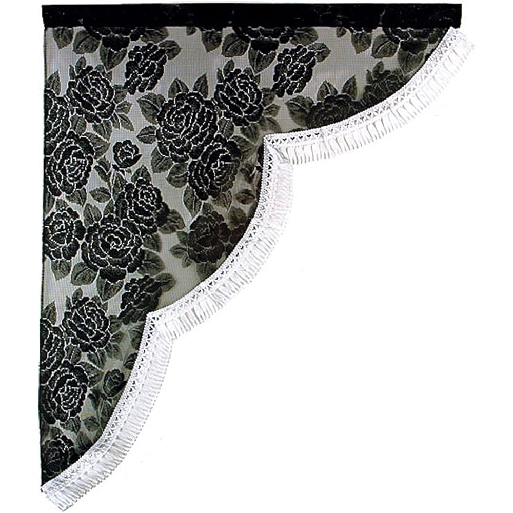 Miyabi Side Curtain Rose Pattern Lace Side Curtain L (Width 700mm x Height 850mm) Frange: White MSC-RA-WHL