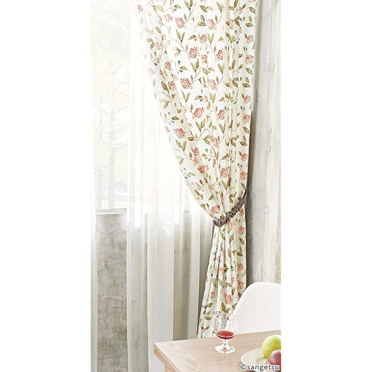 [Sangetsu] ELEGANCE series Linen blend 3D floral embroidered curtains Chemical cycle (for double-door use) 1.5 times pleats Width 125cm x Length 178cm x 2 pieces SC8111 SD6