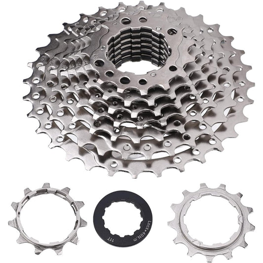 Freewheel Sprocket Cassette 9/10/11/12 Speed Hollow Design Lightweight Super Wear-resistant Steel 32/36/42/46T Mountain Bike Road Bike Bicycle Replacement Accessories (9S 11 32T Silver)