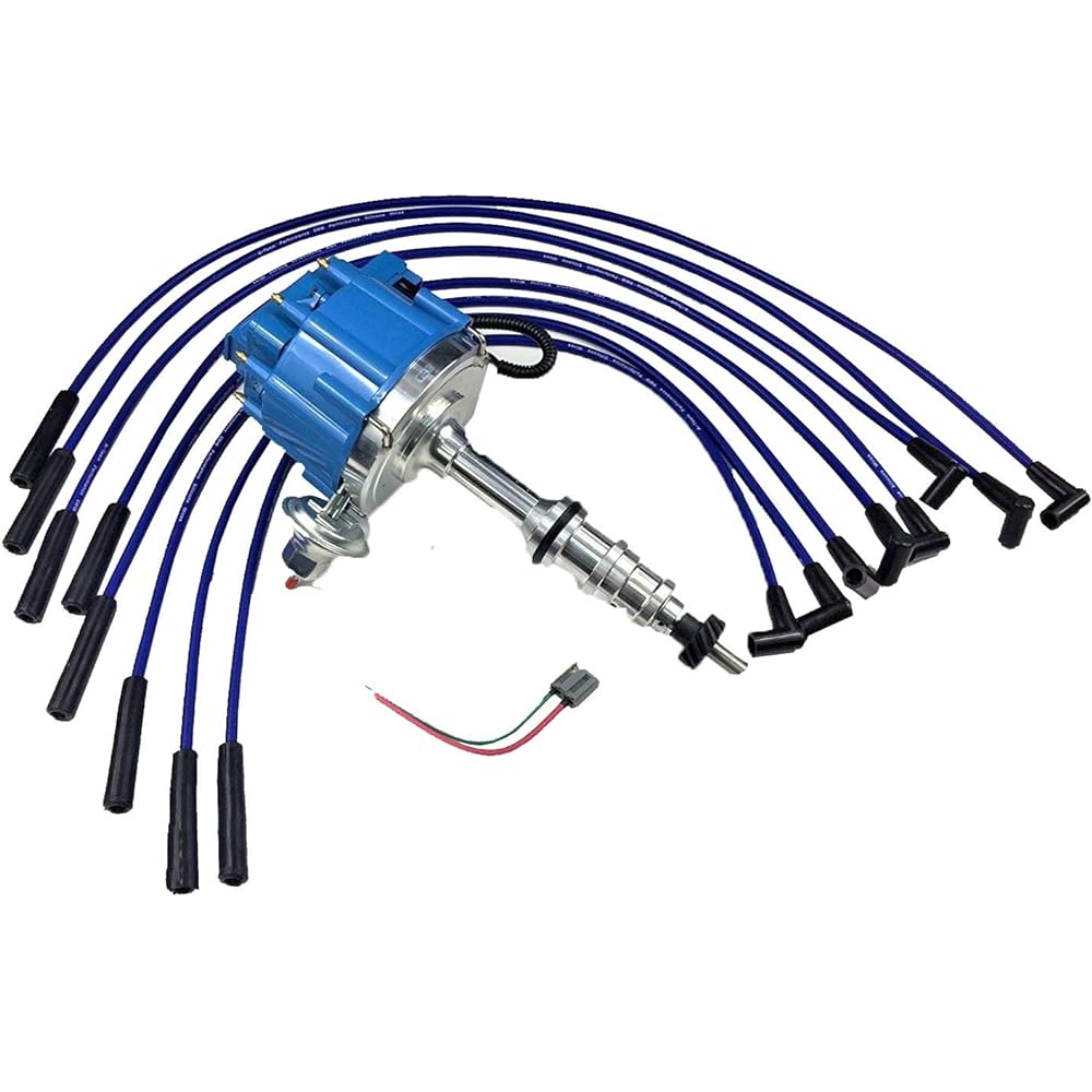 A-TEAM Performance Ford FE 332 352 360 390 406 427 428 Blue Hei Distributor + 8mm Spark Plug Wire
