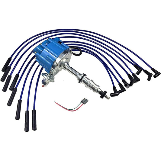 A-TEAM Performance Ford FE 332 352 360 390 406 427 428 Blue Hei Distributor + 8mm Spark Plug Wire