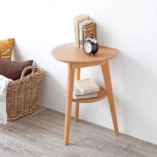 Hagihara Side Table Round Desk Night Table [Can be wall mounted] Round Table Natural Wood 1 unit VT-7972NA