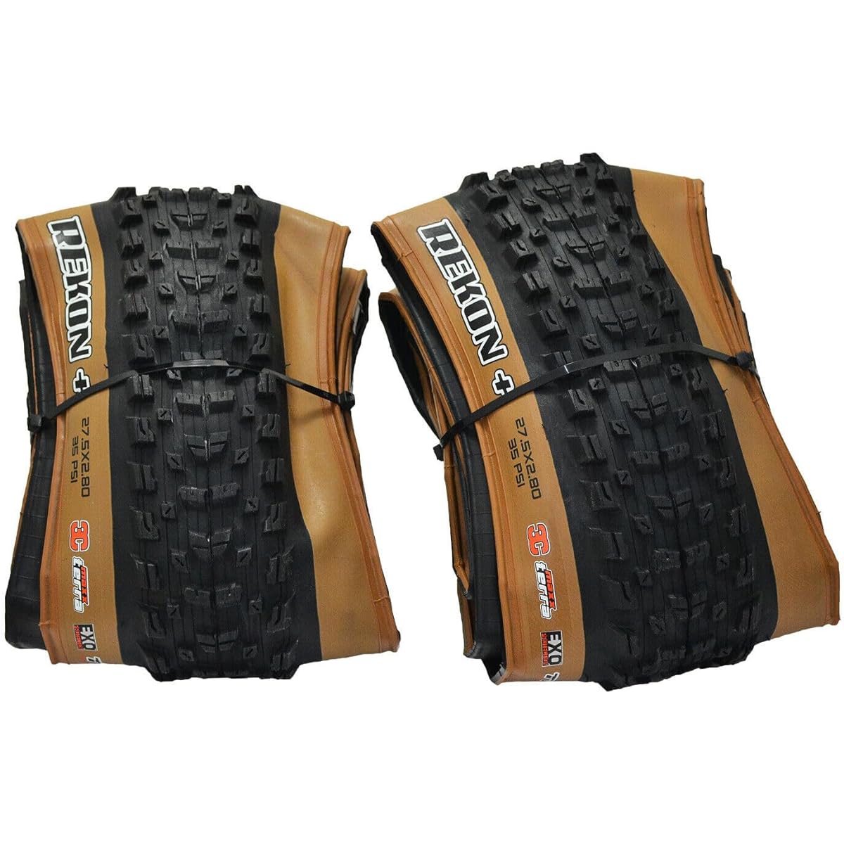 MAXXIS REKON Plus MTB Folding Tire TR EXO 3C MaxxTerra 27.5x2.80" Tire , Tanwall, 2 Tires, MX2810