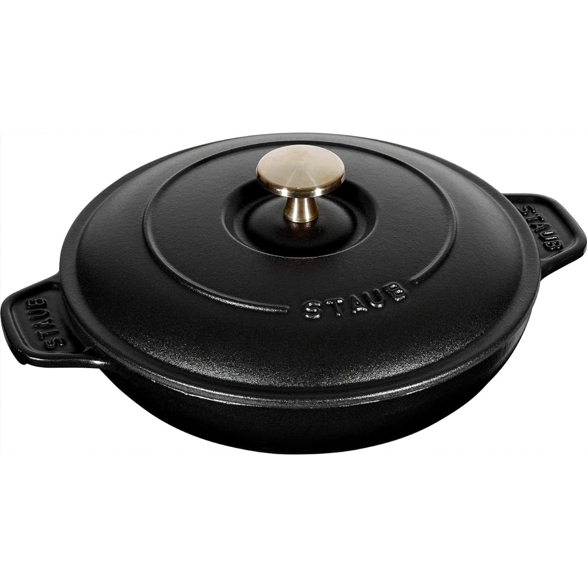 staub "Round Hot Plate Black 20cm" Both Hands Cast Enamel Shallow IH Compatible [Authorized Japanese Product] Hot Plate 40509-579