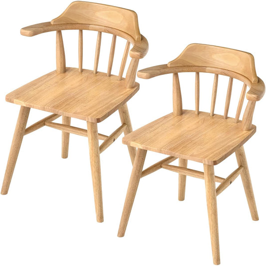 Tansu no Gen Dining Chair Set of 2 Natural Wood Windsor Chair Hanging Chair with Arms Half Arm Stylish Scandinavian 49600187(88607)