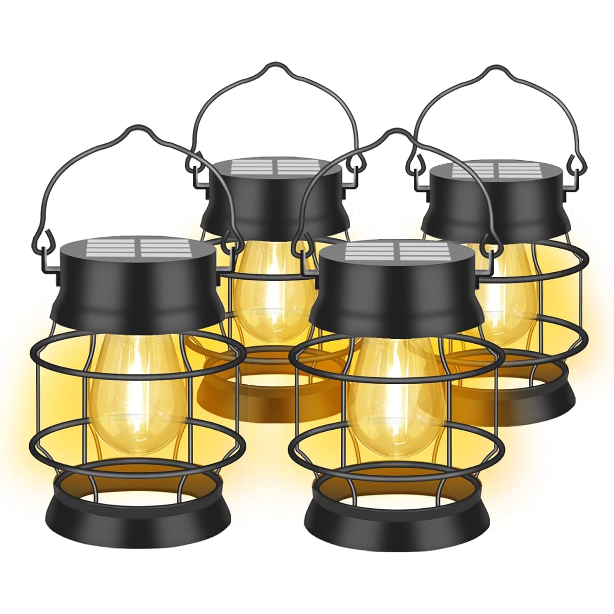 Outdoor solar light, solar lighting outdoor garden light garden light, long lighting, automatic on/off, IP65 waterproof, lightweight, camping, solo camping, BBQ, bellamping, night fishing, disaster prevention, power outage, emergency use (Set of 4)