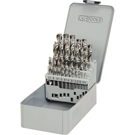 KS TOOLS HSS-G Twist drill set in metal case 25 pcs 1-13mm 330.2613