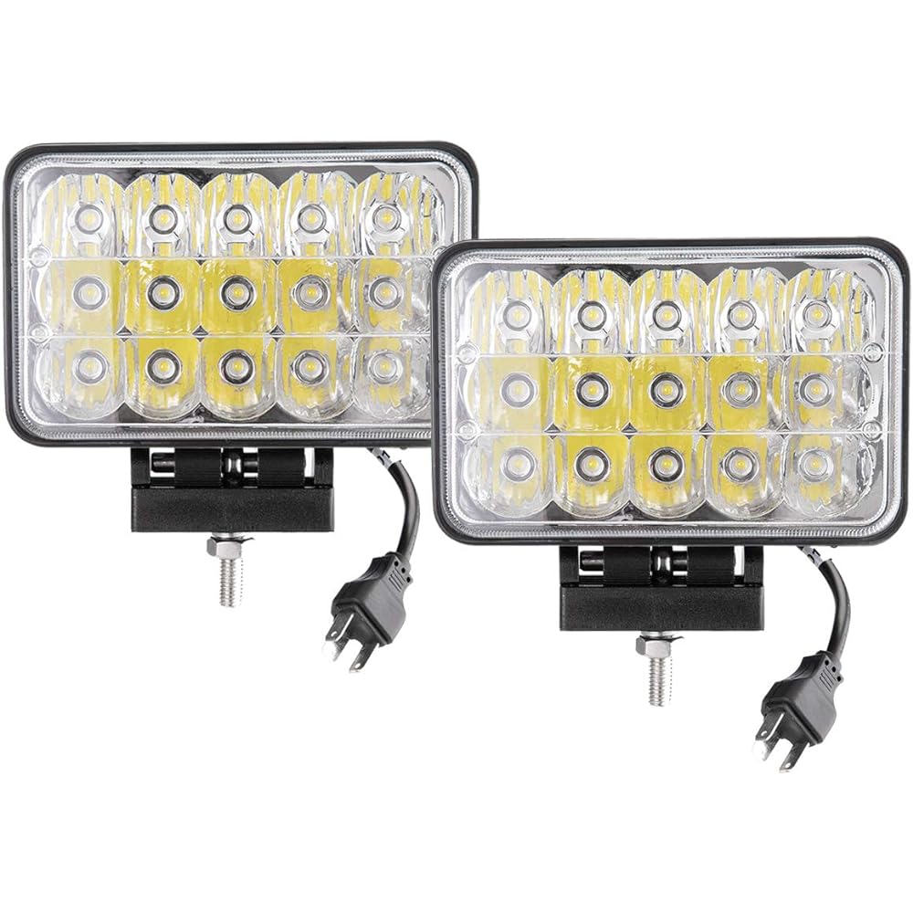 Lightronic Trailer Work Light, 15 Rungs, 45 W, Hi/Lo Beam, 6000K White Light, Motorcycle Auxiliary Light, Off-road, Headlight, Fish-fishing Light, Exterior Light, H4 Plug Included, Suitable for