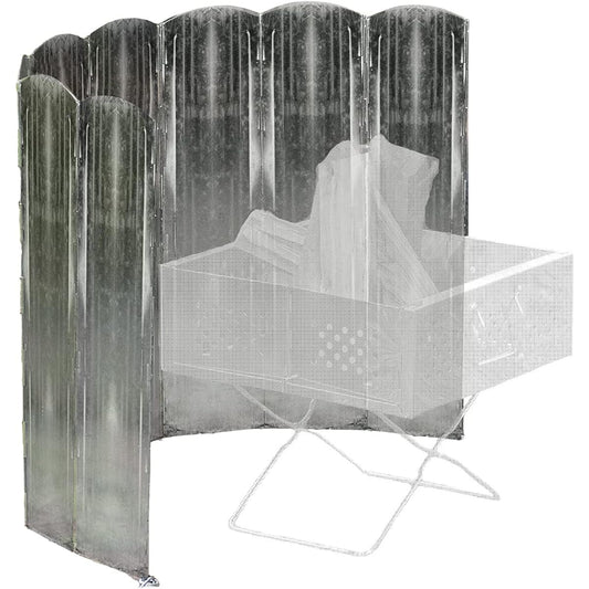 FIELDOOR Windscreen 120 Reflector [Silver] Bonfire Screen Wind Blocker Large 8 Pieces Connected Width 120cm Height 60cm Radiant Heat Heat Shield Wind Shield Windproof Peg Fixed Folding Storage Camping Outdoor