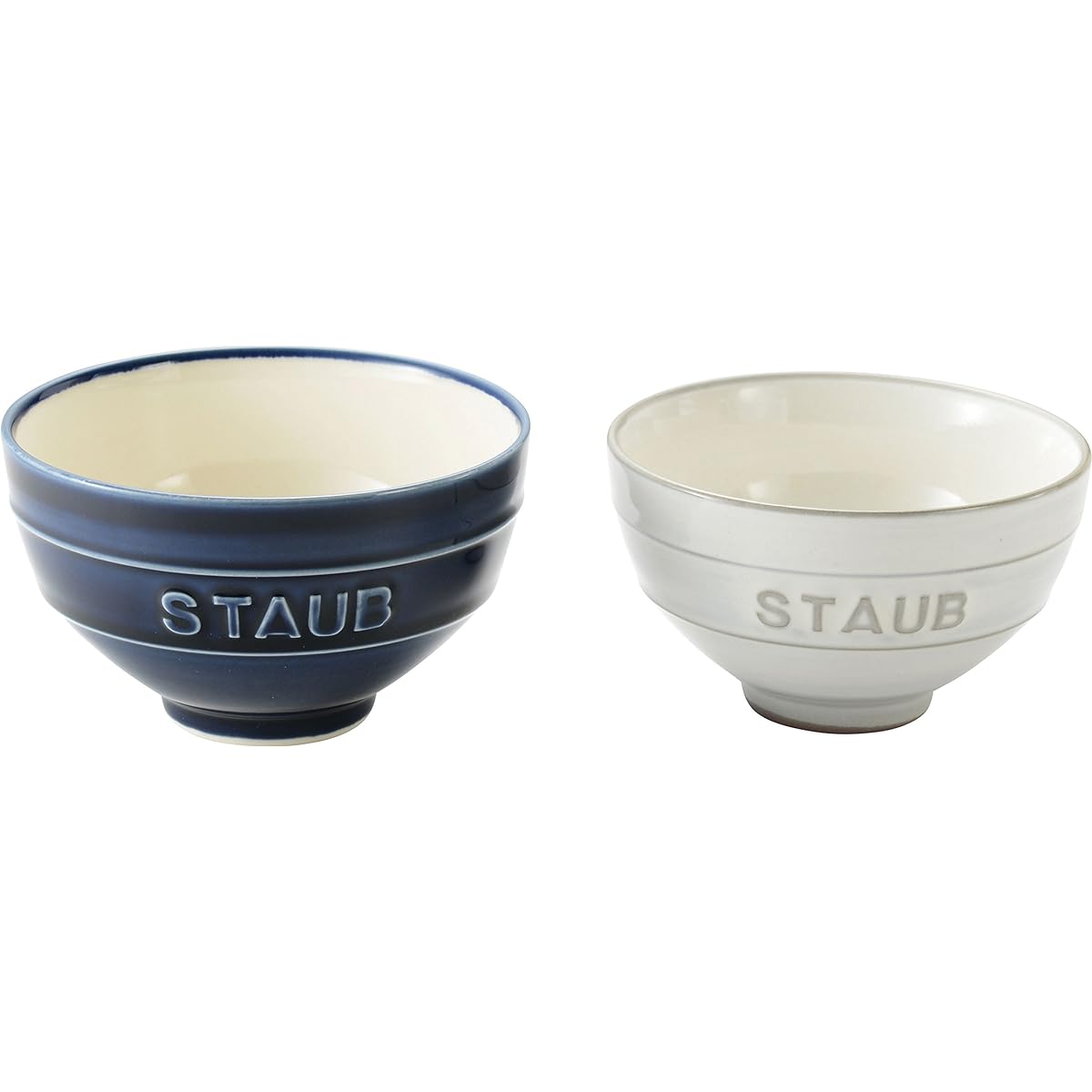 staub Ceramic "Le Chawan Meoto Set KOHIKI White M/Grand Blue L Made in Japan" Couple Bowl Rice Bowl Set [Authorized Japanese Product] Le Chawan 40508-544