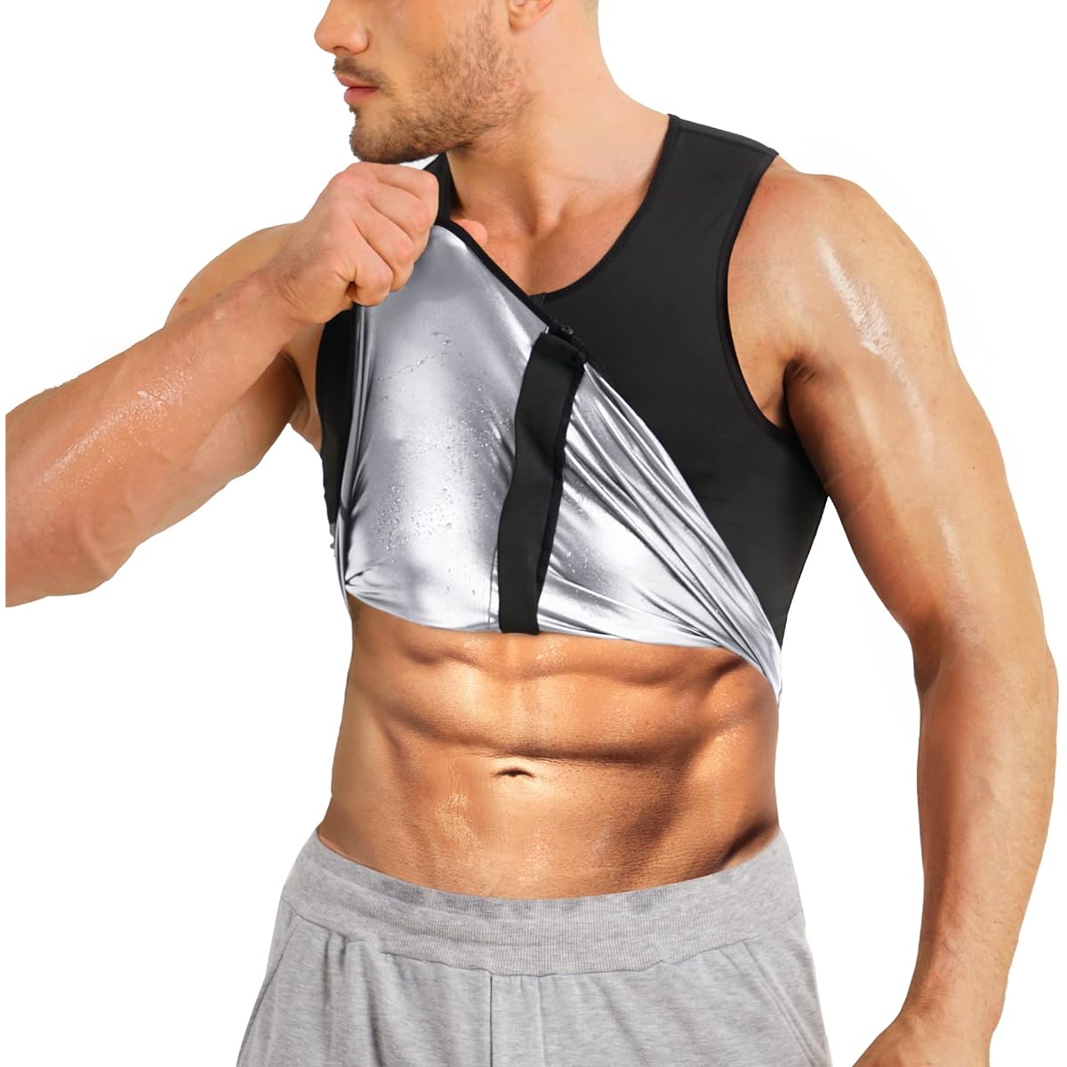 [Sawaiko] Top, Sauna Suit, Sauna Vest, Men's, Double Sweat, Stylish, Washable, Running, Training Wear, Athletic Wear, Waterproof, Increases Sweat Power, Sports, Running Wear, Stretch, Heat Storage, Increases Heat Retention