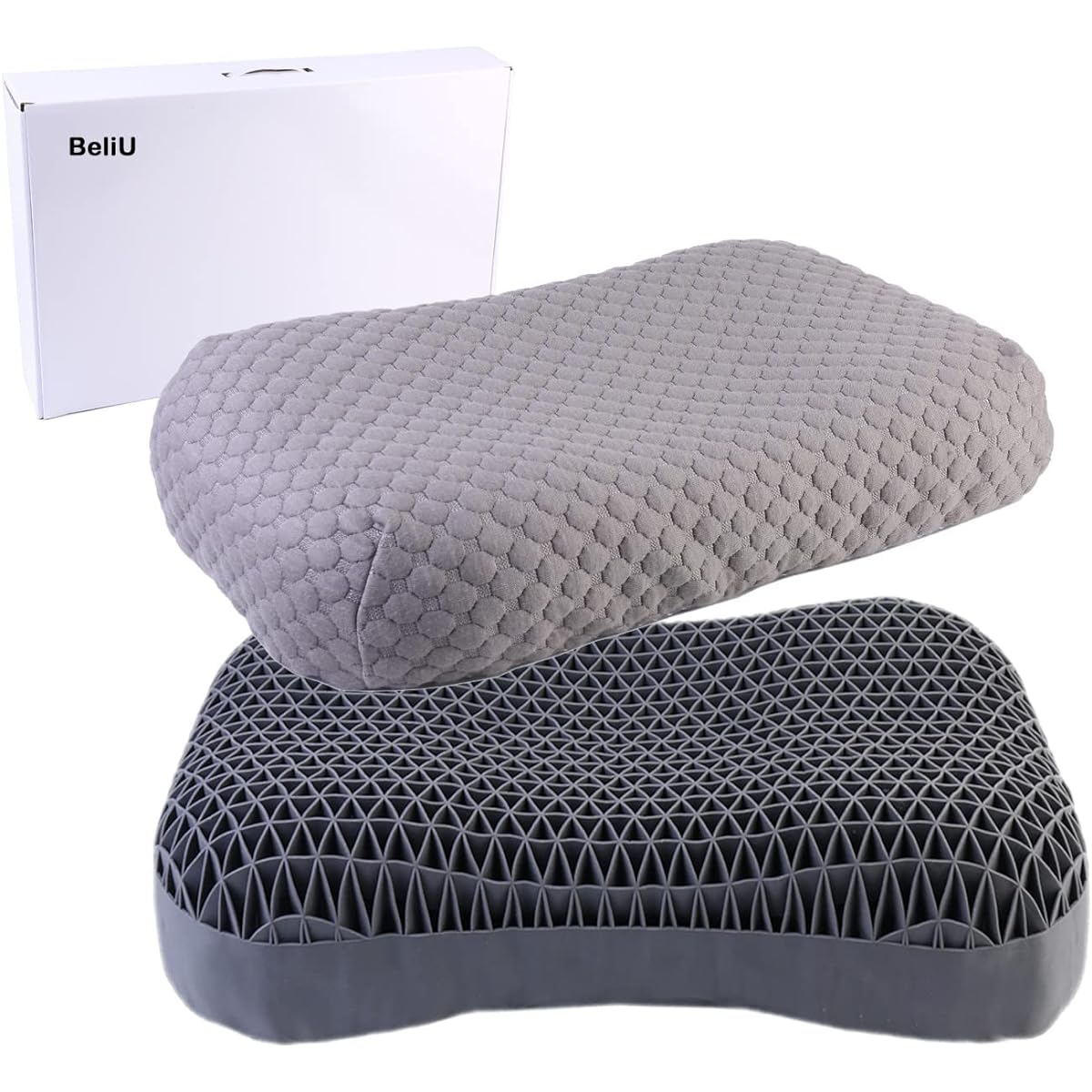 Good Sleep Pillow, Restful Sleep Pillow, Low Resilience, Gel, TPE Pillow, Gel, Zero Gravity, New Sensation, Disperses Body Pressure, High Cervical Support, Supports Neck, Head, and Shoulders, Full Body Washable, Breathable, Honeycomb, Ergonomics, 3D Stru