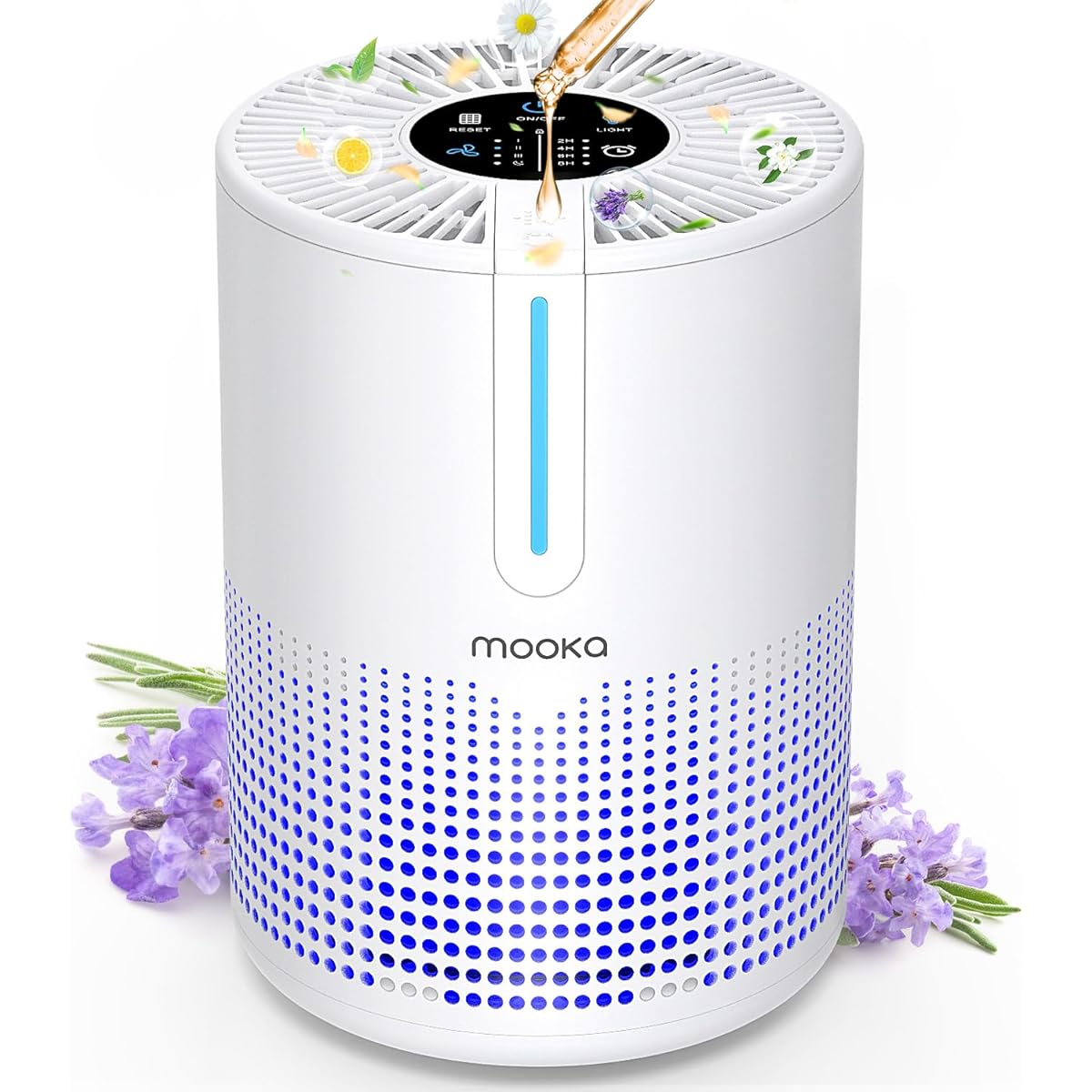MOOKA Air Purifier, Tabletop, Small, Compact Air Purifier, Compatible with Energy Conservation, 360° Circulation Cleaner, Aroma Compatible, Triple Virus Removal, Allergy Prevention, Hepa Filter, Easy