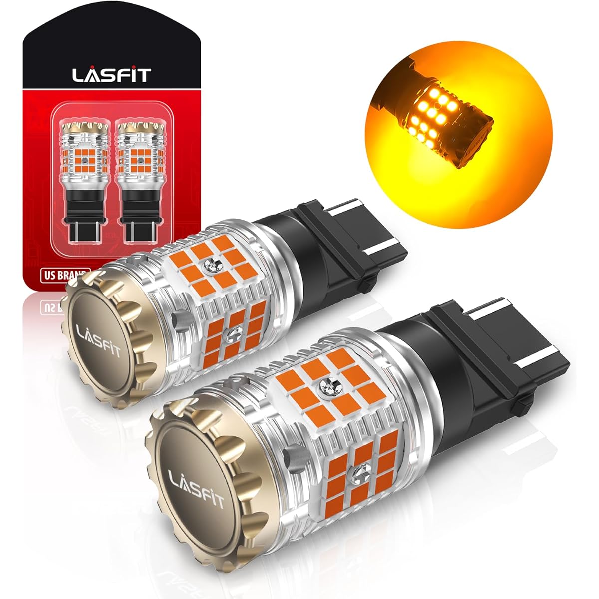 LASFIT 3157 LED Winker Light 3156 3057 4157 4057 4057 Blinker bulb CANBUS Anti -Hyper Flash No resistance required 2023 Upgrade standard socket Automobile Bright Amber 2 Packs