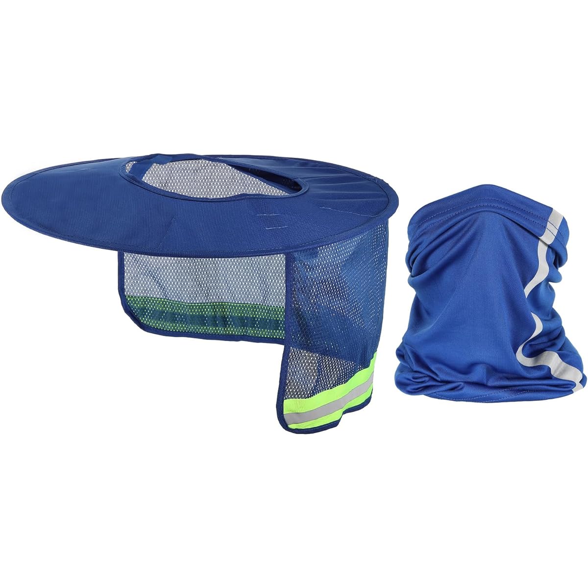 PATIKIL Hard Hat Sunshade 2 Pieces Sun Neck Protection Mesh Full Brim and Neck Gaiter Scarf High Visibility Reflective Hard Hat Accessories Blue