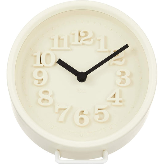 Lemnos Wall Hanging Analog Riki Small Clock Ivory WR07-15 IV Lemnos φ122×d72mm