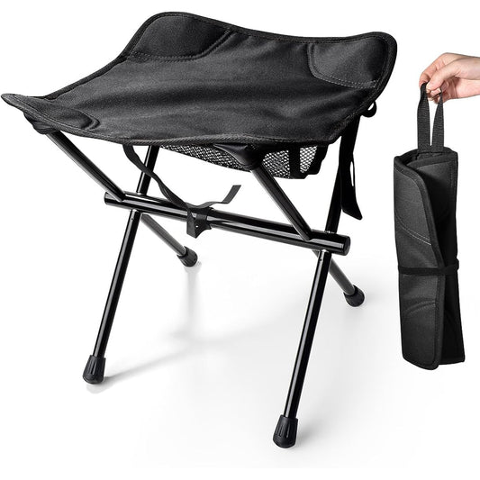 RUNCTY Outdoor Chair, Compact Folding Chair, Camping Chair, 3-Way Use, Lightweight, Load Capacity 100kg, Made of Aluminum, Portable, Easy to Assemble, Fishing, Barbecue, Mountain Climbing, Outdoor Chair, Camping Equipment (Black)