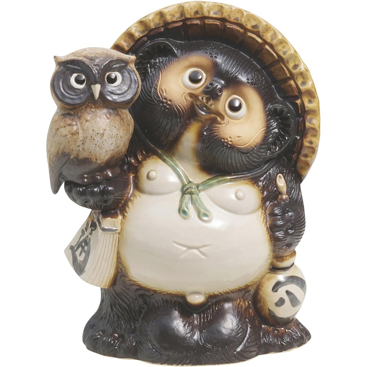 Shigaraki ware raccoon dog with owl size 10