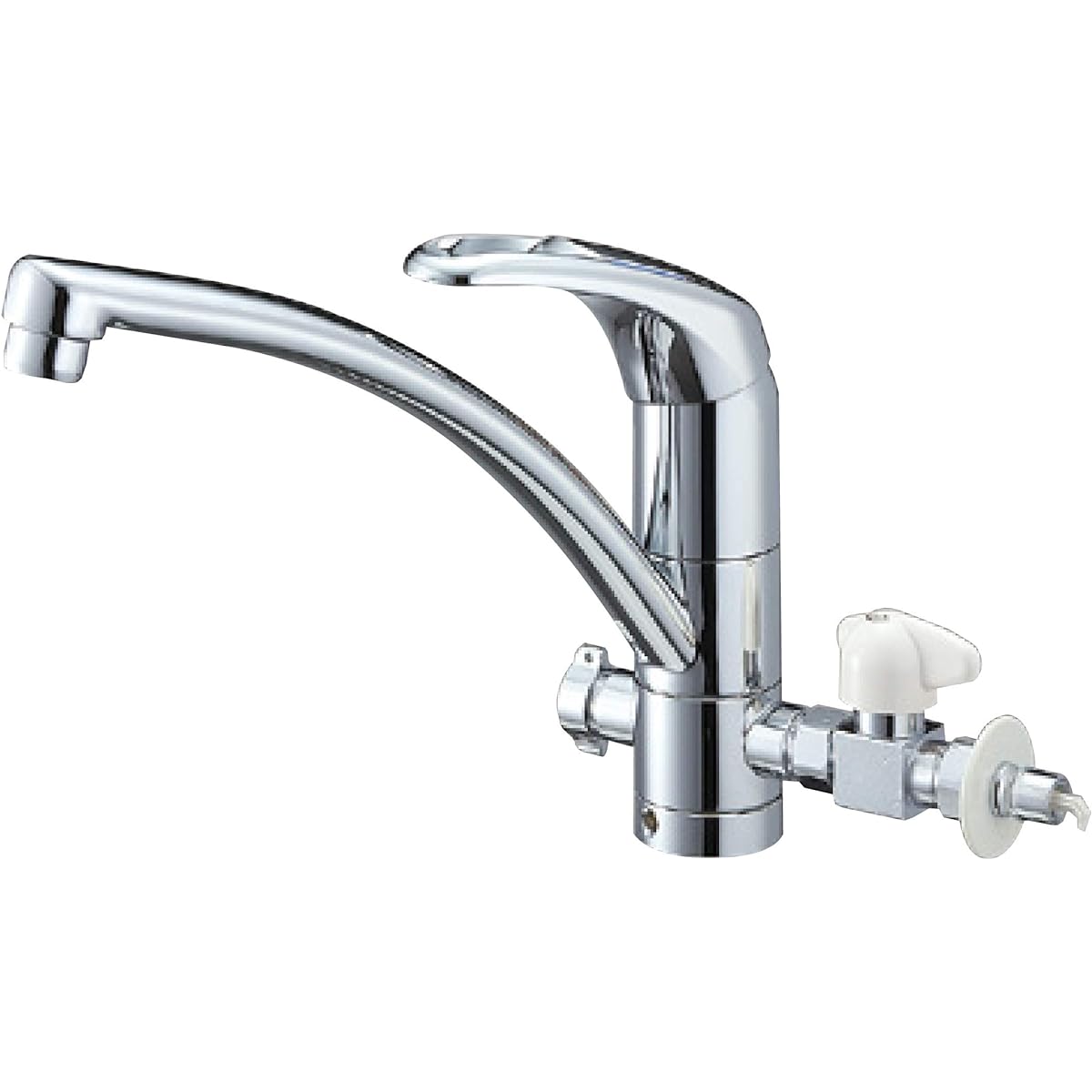 SANEI Single One Hole Branch Mixer Faucet with Hot Water Branch and Valve, Water Supply to Dishwasher, etc. K8761TJV-V2S-13