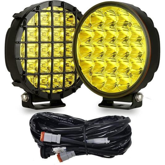 BIGLIONX 6 inches 2 Amber Round LED Light Light Light Light Road Off Road Driving Fog Light With Hanez 210W 32000LM Waterproof IP68 IP69K 12V 24V Pickup Track for ATV UTV SUV