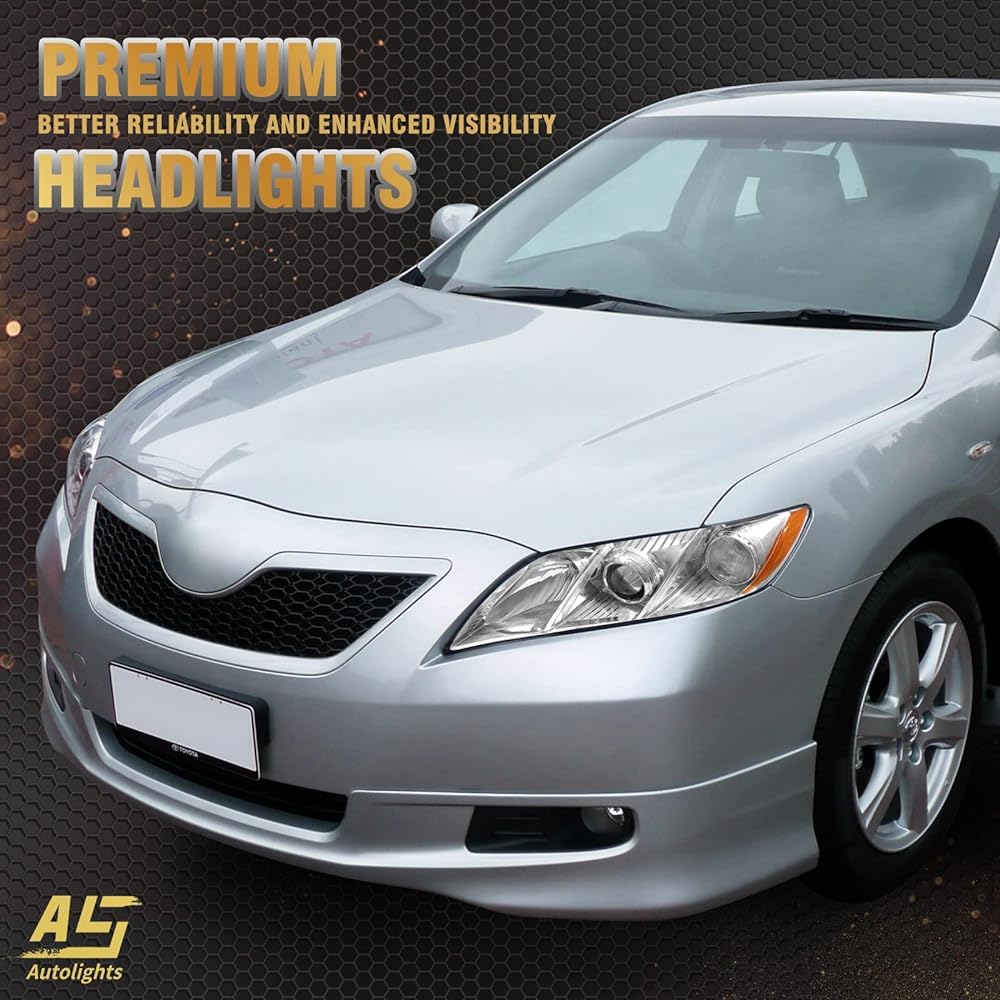 AS 2007 2008 2009 2009 Toyota Kamuri Headlight Acembring Headlamp 07 08 09 Left and right pairs excluding hybrid projectors for Kamri -Chrome Housing Clear Lens