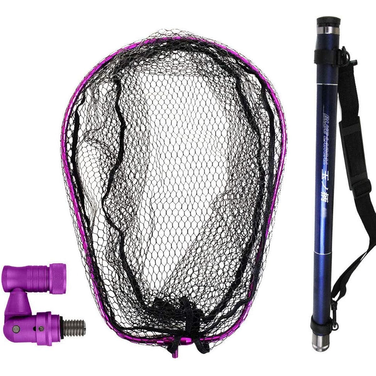Landing net 3-piece set BLUE LARCAL carbon ball pattern 6m/5.5m/5m + landing net L/M + tamo joint (sip-netset)