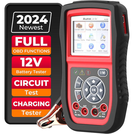 AUTEL AL539B OBD2 Scanner 3 Inn 1 Code Leader Battery Tester Avometer 12 Bolt Battery Diagnosis Circuit Start & Charging System Test