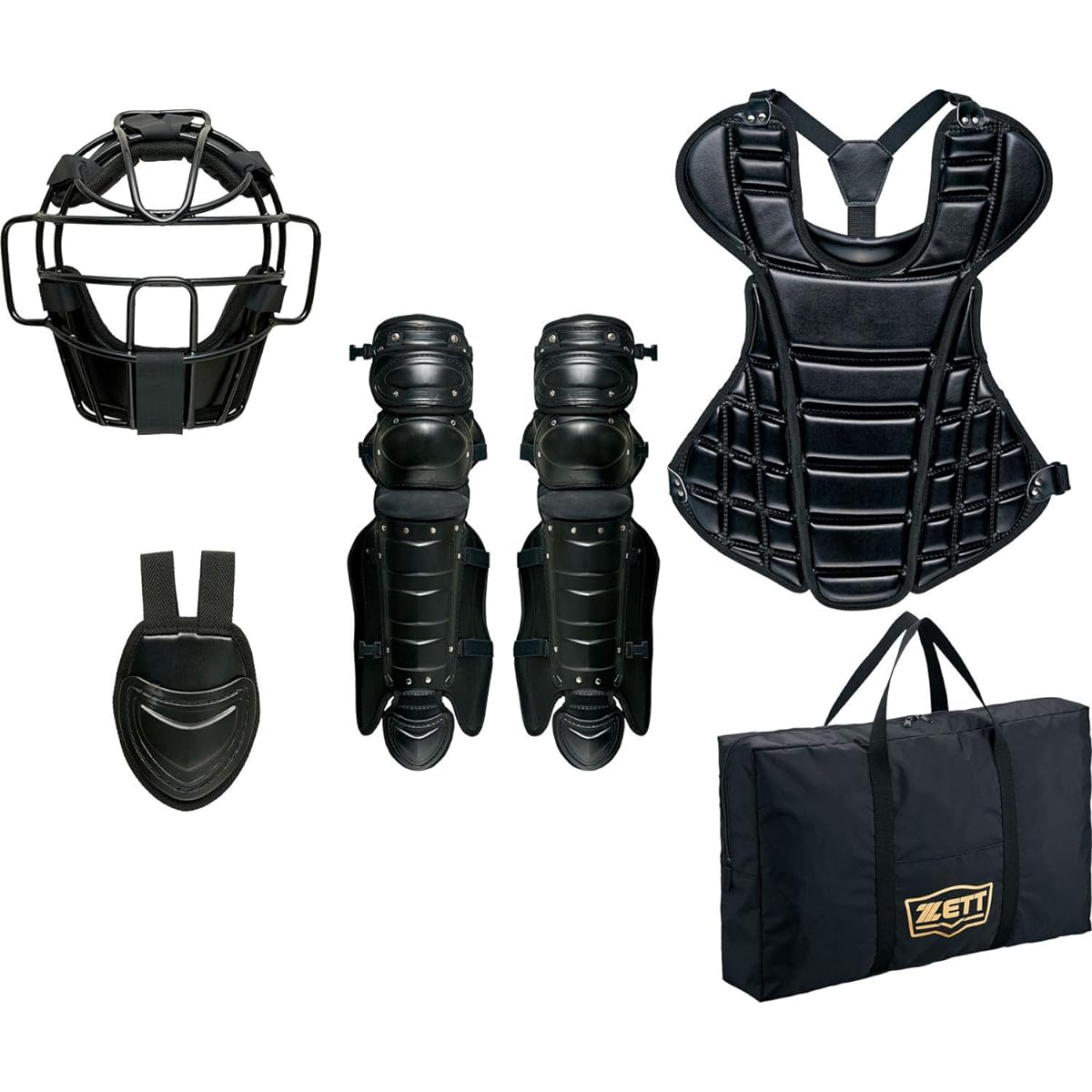 ZETT Hardball Baseball Catcher Protective Gear 4-Piece Set Made in Japan Comes with Exclusive Case BL1420