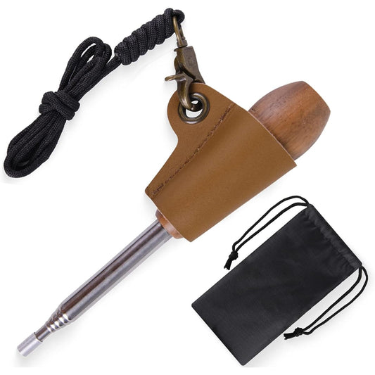 Fire blowing stick, fire starter, fire blowing bellows, telescopic, 63 cm, with strap, storage bag included, 6 tiers, compact, lightweight, stainless steel, natural wood, durable, bonfire, camping equipment, barbecue