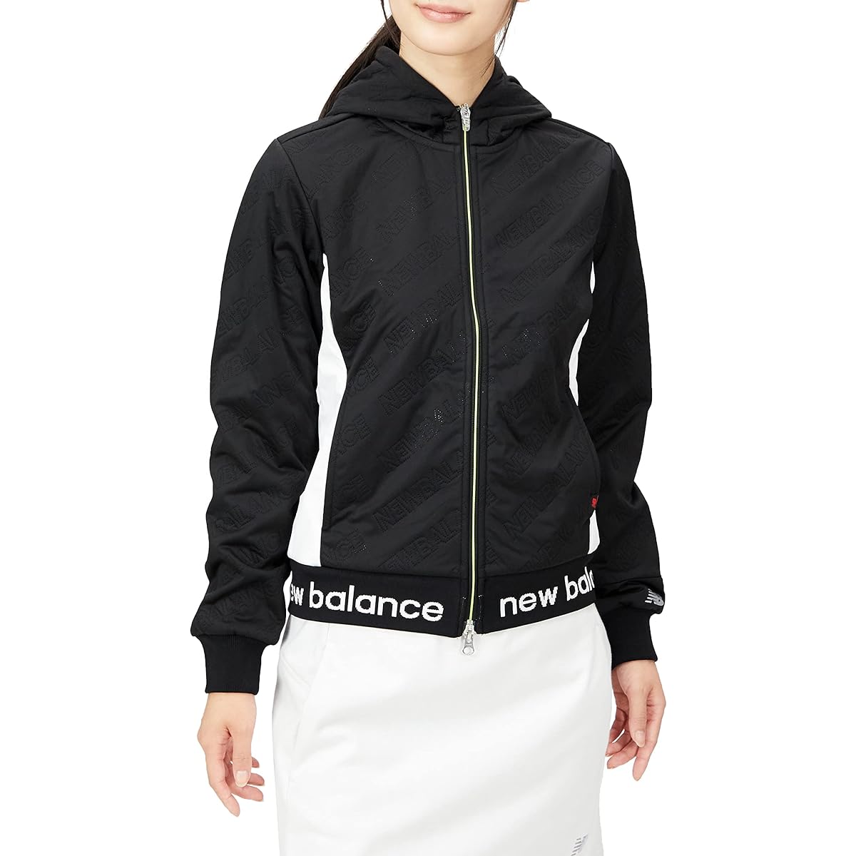 [New Balance] Golf Water Repellent Full Zip Parka (Bias Logo Pattern/Micro Fleece Lining: Windproof/Stretchy) / Women's / 012-2220502 010_Black 1 [M]