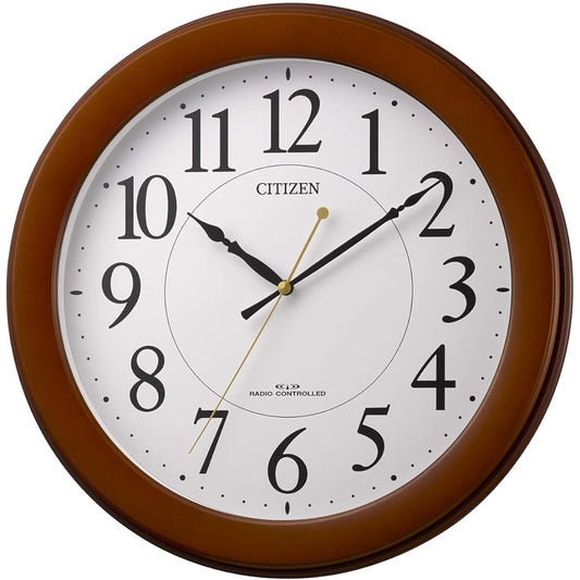 RHYTHM Citizen wall clock radio clock analog continuous second hand wood brown (semi-gloss finish) CITIZEN 8MY514-006