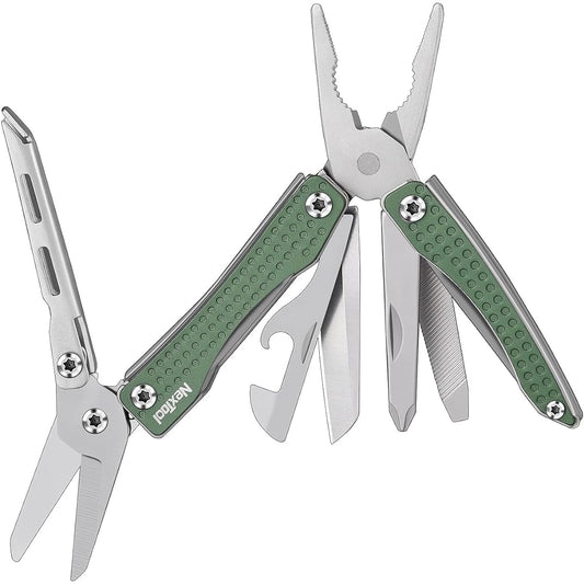 NexTool MINI FLAGSHIP Multifunctional Pliers Multitool 10 in 1 Multifunctional Tool Folding Pliers Made of Stainless Steel Durable Foldable Pocket Size Portable Mini Type Disaster Prevention Goods Outdoor Camping Climbing Fishing Outdoors - Green