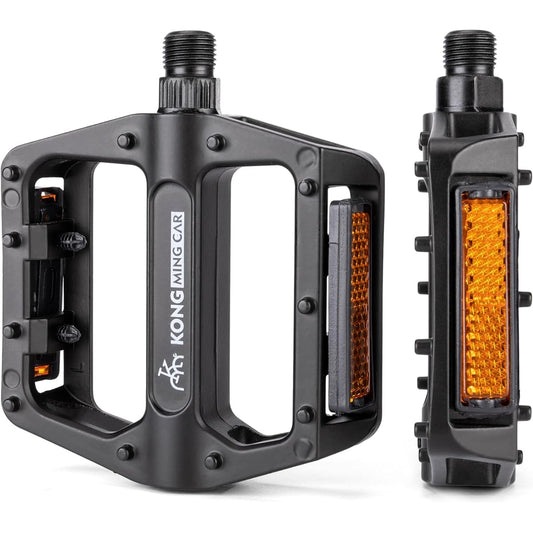 Bicycle pedal flat pedal with reflector 9/16 inch aluminum (KO-1020)