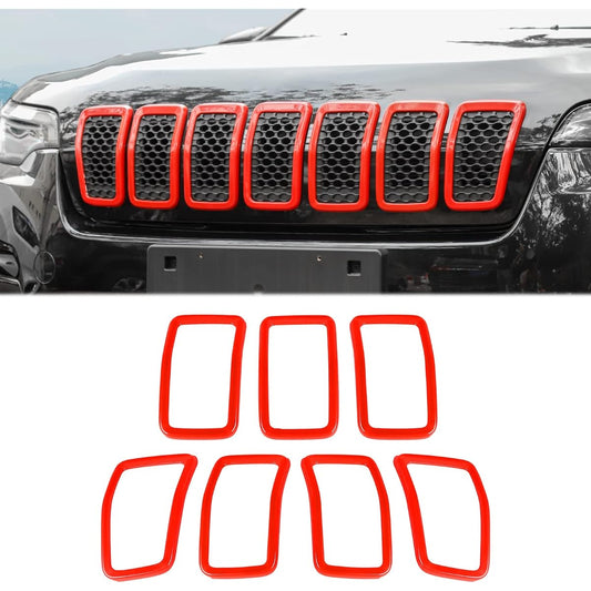 JECAR Grill Insert ABS Grill Kabartrim Kit 2019 JEEP CHEROKEE KL Red