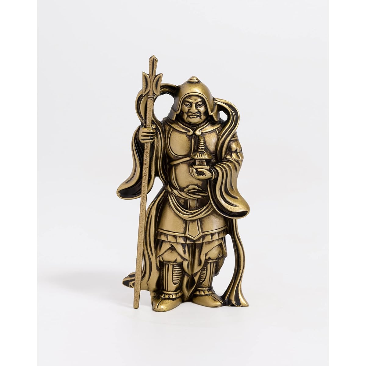 Seven Lucky Gods of Good Luck Bishamonten Silky Gold Buddhist sculptor: Hideun Makita Prototype_Kobiki Buddha Statue Ornament Takaoka Copperware (Bishamonten 7F)