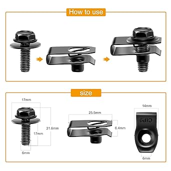 GOOACC Engine Under Cover Splash Shield Guard Guard Body Bolt Bumper Fender Liner Push Retainer Fastener Rivet Rivet Clip